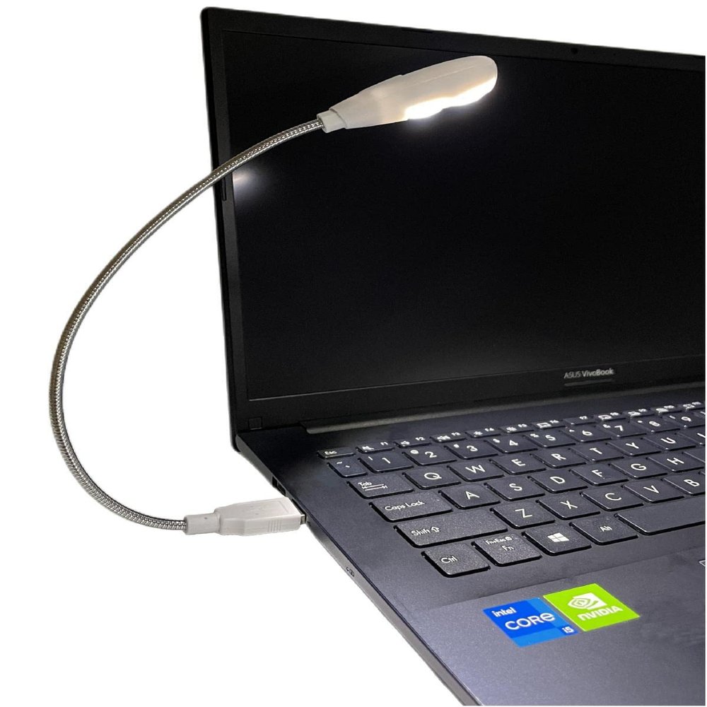 Kyfreshpower LED USB Reading Lamp Light with 2-Brightness Dimmable Setting, Flexible Gooseneck USB Light for Notebook Laptop Keyboard, Powerbank(On/Off Switch, 1 White+1 Mini USB Light)