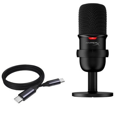 BoxWave Cable Compatible with HyperX SoloCast - DirectSync PD Cable (3ft) - USB-C to USB-C (100W), Type C Braided Charge and Fast Sync - Jet Black