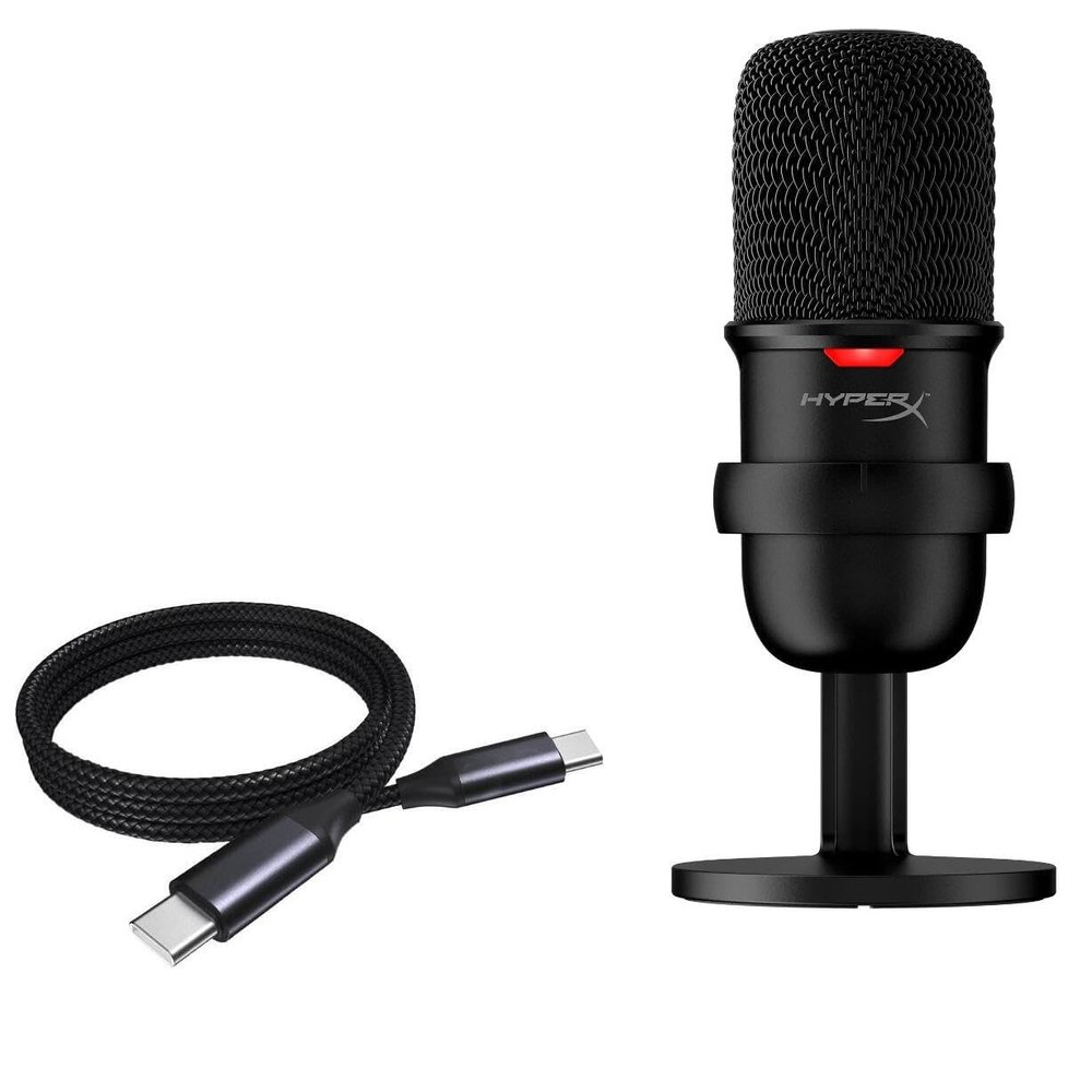 BoxWave Cable Compatible with HyperX SoloCast - DirectSync PD Cable (3ft) - USB-C to USB-C (100W), Type C Braided Charge and Fast Sync - Jet Black