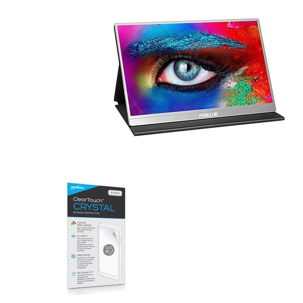 BoxWave Screen Protector Compatible with PONKLOIE Slim & Zero Frame Portable Monitor PON-P16A (15.6 in) - ClearTouch Crystal (2-Pack), HD Film Skin - Shields from Scratches