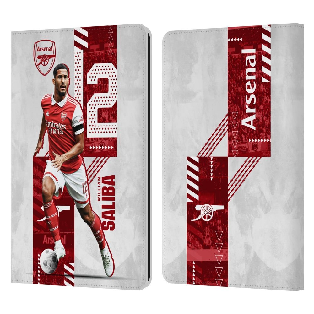 Head Case Designs Officially Licensed Arsenal FC William Saliba 2022/23 First Team Leather Wallet Case Compatible with Kindle Paperwhite 1/2 / 3