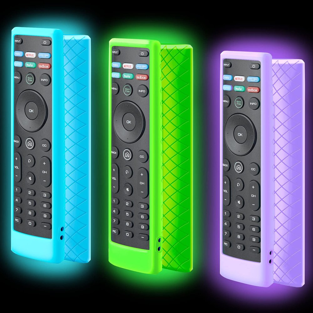 3 Pack Cover for Vizio Remote, Compatible with Vizio Remote Case XRT136 / XRT140 D Series Universal Smart TV Control Replacement Silicone Skin Sleeve Glow in The Dark