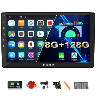 2025 New 10.1 Inch Car Stereo Radio Android 8G+128G Universal Double Din with Wireless Apple Carplay Android Auto 1280x720 Pixel QLED Screen in-Dash GPS Unit Bluetooth Multimedia Player Head Unit