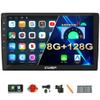 2025 New 10.1 Inch Car Stereo Radio Android 8G+128G Universal Double Din with Wireless Apple Carplay Android Auto 1280x720 Pixel QLED Screen in-Dash GPS Unit Bluetooth Multimedia Player Head Unit view 1