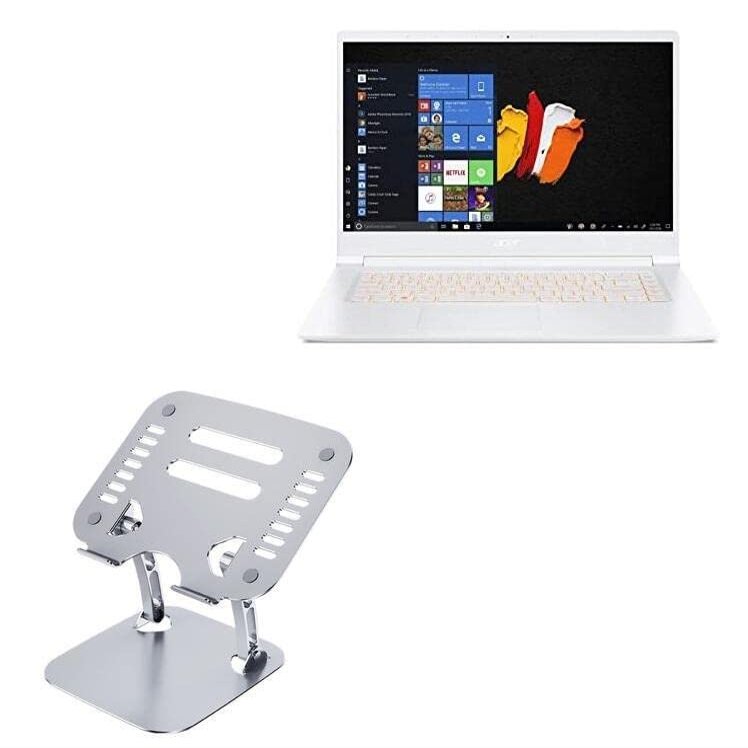 BoxWave Stand and Mount Compatible with Acer ConceptD 5 (CN515-51) - Executive VersaView Laptop Stand, Ergonomic Adjustable Viewing Angle Metallic Riser - Metallic Silver