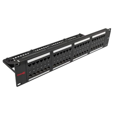 Simply45 48-Port Cat6 UTP Patch Panel with Universal Rack Mount - IDC 110 Punchdown, T568A/B Color Coding, Steel Build, Cable Ties Included - ST-158003