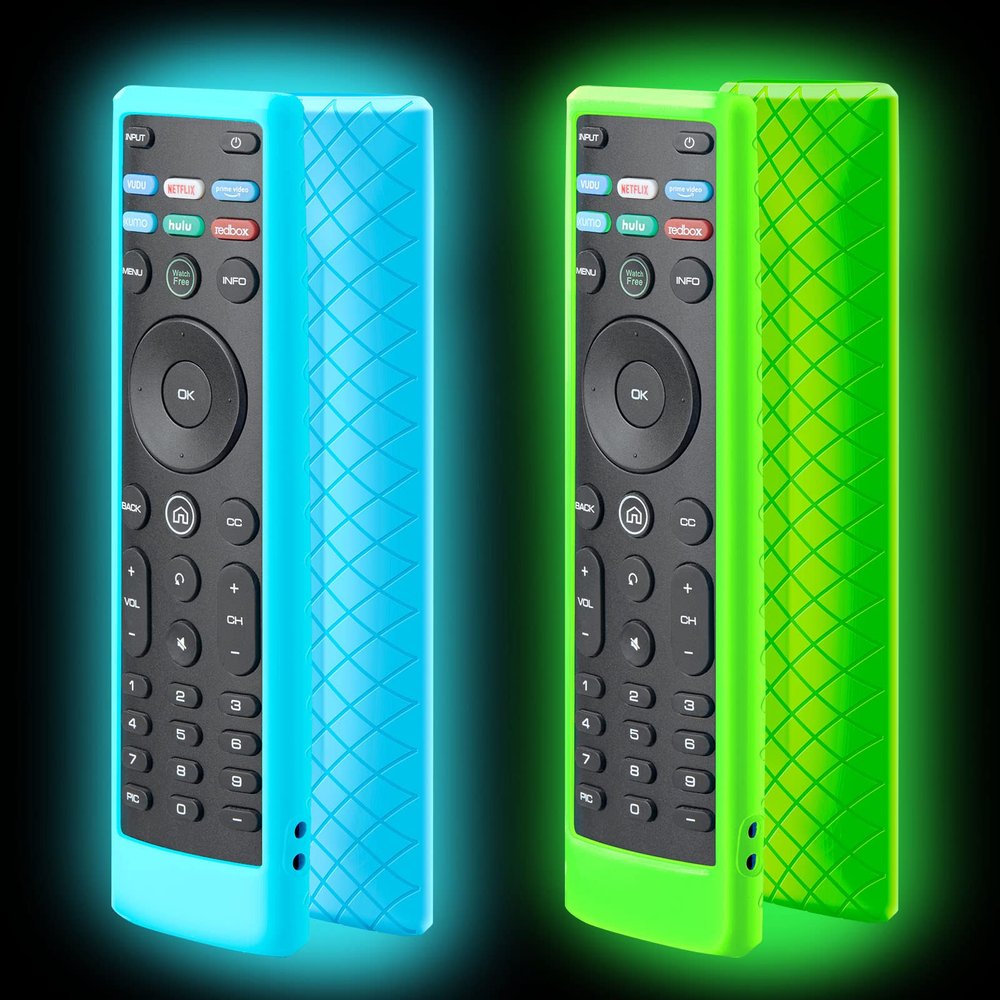 2 Pack Cover for Vizio Remote, Compatible with Vizio Remote Case XRT136 / XRT140 D Series Universal Smart TV Control Replacement Silicone Skin Sleeve Glow in The Dark