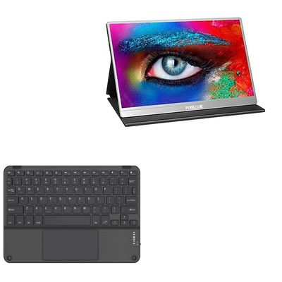 BoxWave Keyboard Compatible with PONKLOIE Slim & Zero Frame Portable Monitor PON-P16A (15.6 in) - SlimKeys Bluetooth Keyboard with Trackpad, Portable Slim TouchPad - Jet Black