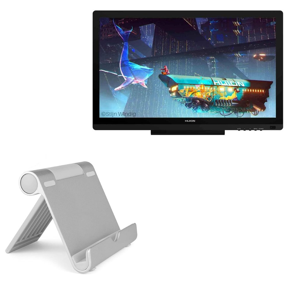 BoxWave Stand and Mount Compatible with Huion Kamvas 20 - VersaView Aluminum Stand, Portable, Multi Angle Viewing Sturdy