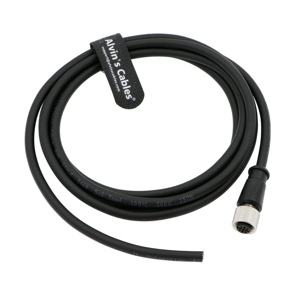 Alvin's Cables M12 A Code 5 Pin Female Aviation Socket Sensor Shielded Cable for Industrial Camera Sensor Devices Network 2M|6.5Ft