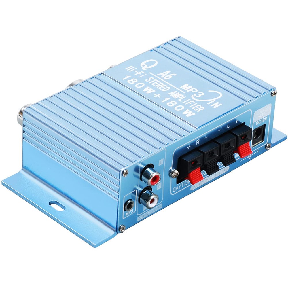AICARS Mini Audio Amplifier Car Audio 2 Channel Amplifier Hi-Fi Mini Stereo Receiver Amp with DC 12V-15V 40W for Cars Motorcycles Computer Speakers