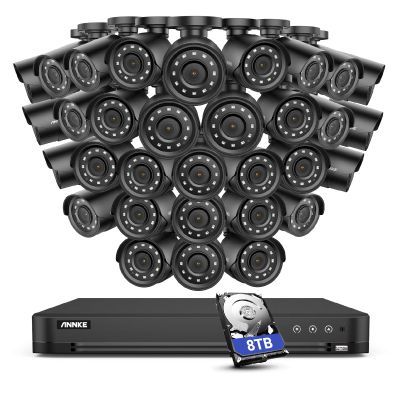 ANNKE 32 PCs 2MP Security Camera System with Human/Vehicle Detection, 8TB Hard Drive, Multiple Recording Modes for Business, Remote Access,100ft Night Vision with Smart IR, Wired Surveillance Kits