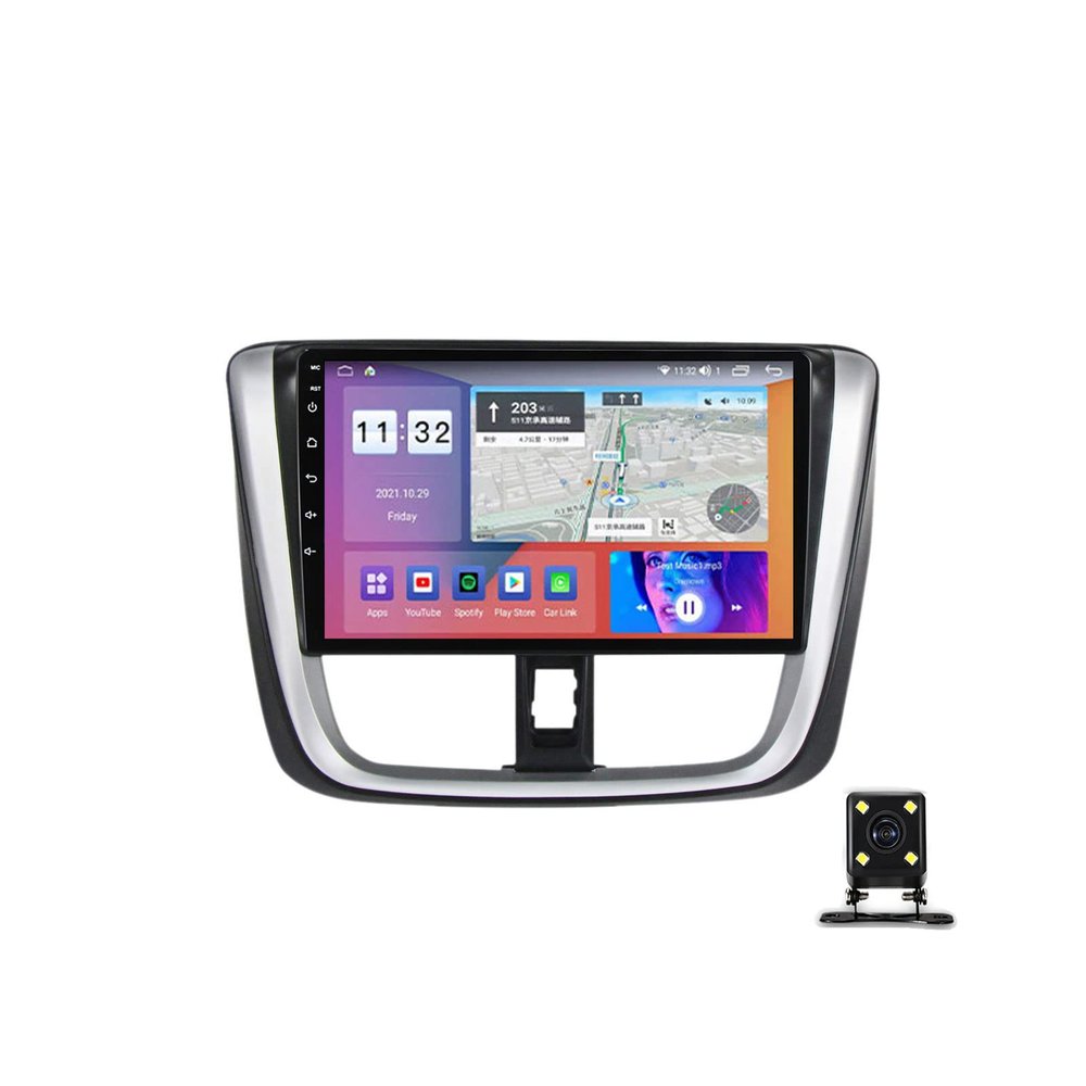 ZEARLY Android Double Din 9 Inch Car Stereo Audio GPS Navigation Touchscreen in-Dash Head Unit WiFi/Bluetooth Car Radio for Toyota Vios 2016-2018 with Carplay/4G/USB/FM/SWC,M200s