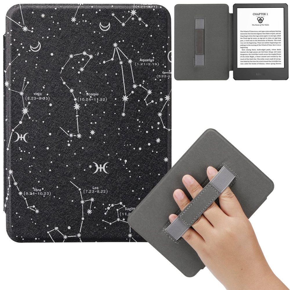 Artyond Case for New Kindle 2022, Slim Lightweight PU Leather with Auto Wake/Sleep Cover with Hand Strap Full Protective Case for Amazon 6" All New Kindle 11th Generation 2022 Release, Star