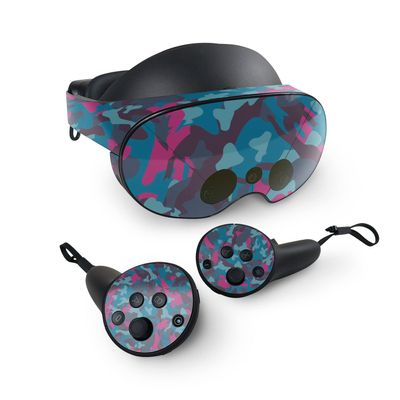 MightySkins Skin Compatible with Meta Quest Pro - Cool Blue Pink Camo | Protective, Durable, and Unique Vinyl Decal wrap Cover | Easy to Apply, Remove, and Change Styles | Made in The USA