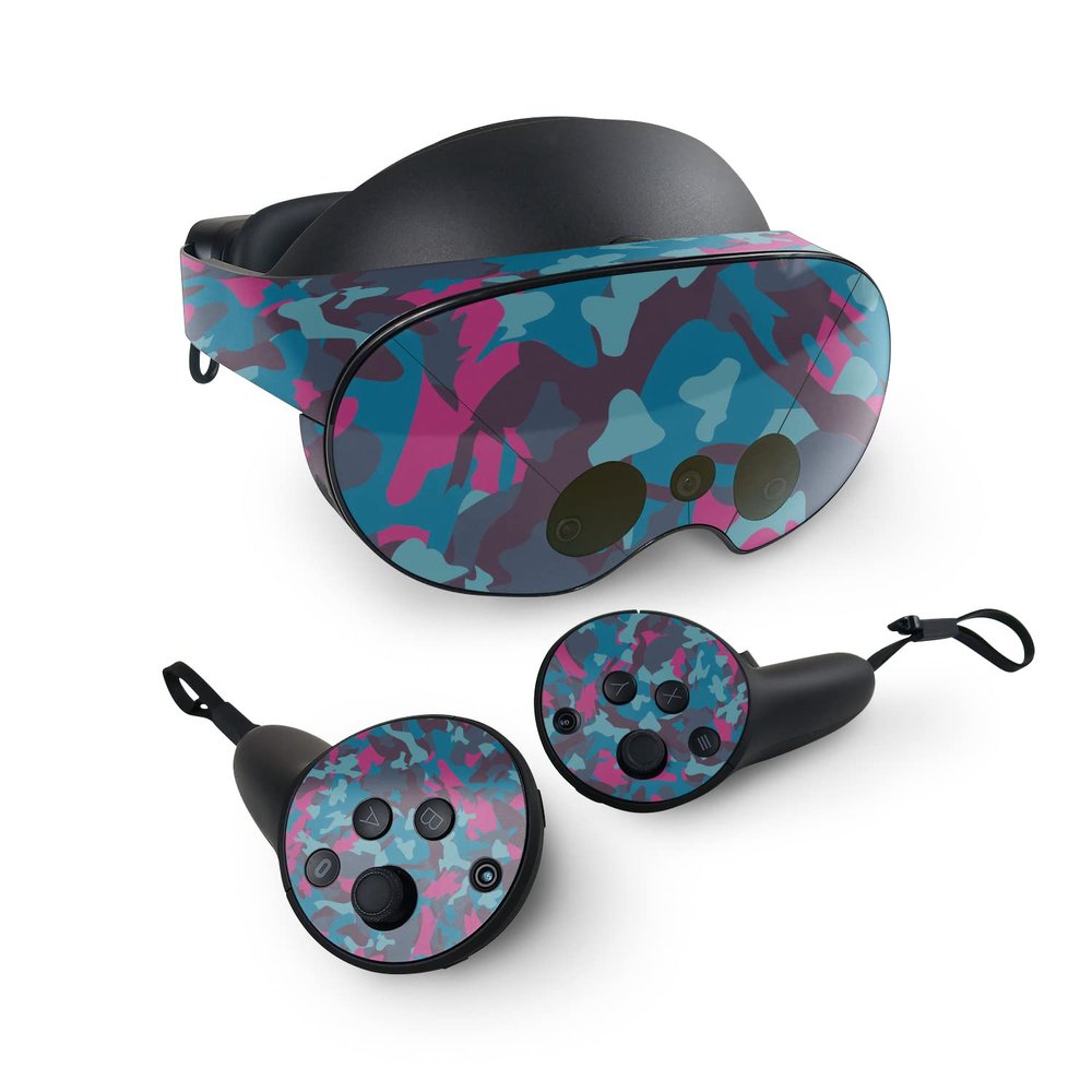 MightySkins Skin Compatible with Meta Quest Pro - Cool Blue Pink Camo | Protective, Durable, and Unique Vinyl Decal wrap Cover | Easy to Apply, Remove, and Change Styles | Made in The USA