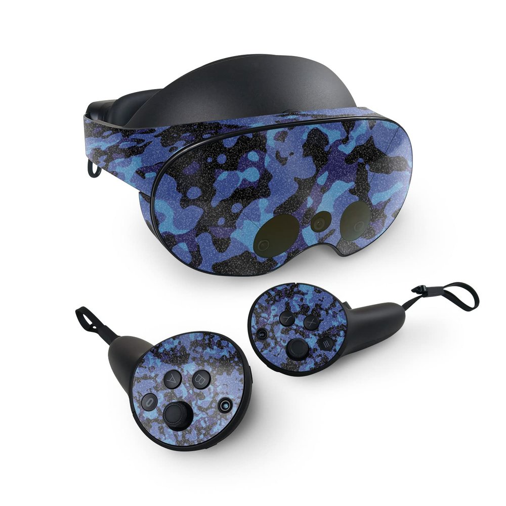 MightySkins Glossy Glitter Skin Compatible with Meta Quest Pro - Blue Modern Camo | Protective, Durable High-Gloss Glitter Finish | Easy to Apply, Remove, and Change Styles | Made in The USA