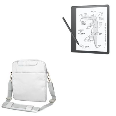 BoxWave Case Compatible with Amazon Kindle Scribe - Encompass Urban Bag, Over Shoulder Messenger Straps Handle Bag Pockets - Cool Grey