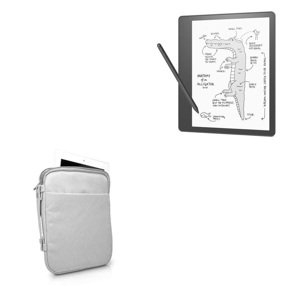 BoxWave Case Compatible with Amazon Kindle Scribe - Quilted Carrying Bag, Soft Synthetic Leather Cover w/Diamond Design - Cool Grey