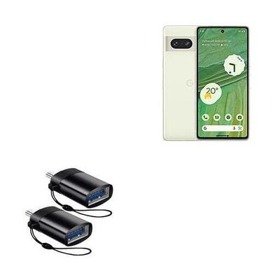 BoxWave Cable Compatible with Google Pixel 7 - USB-C to A PortChanger (2-Pack), USB Type-C OTG USB Portable Keychain - Slate Black