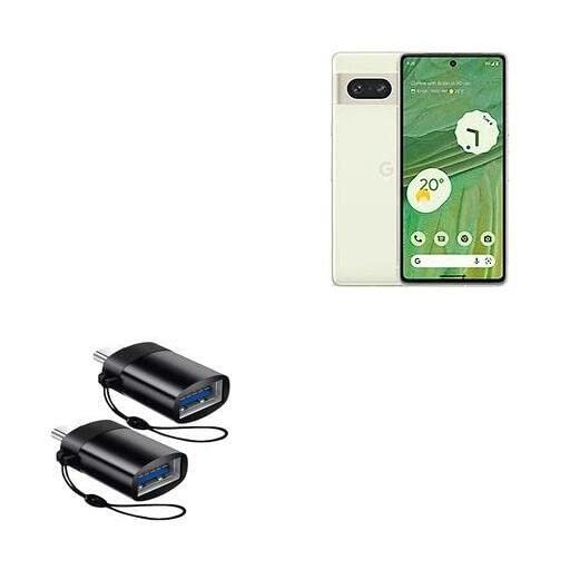 BoxWave Cable Compatible with Google Pixel 7 - USB-C to A PortChanger (2-Pack), USB Type-C OTG USB Portable Keychain - Slate Black