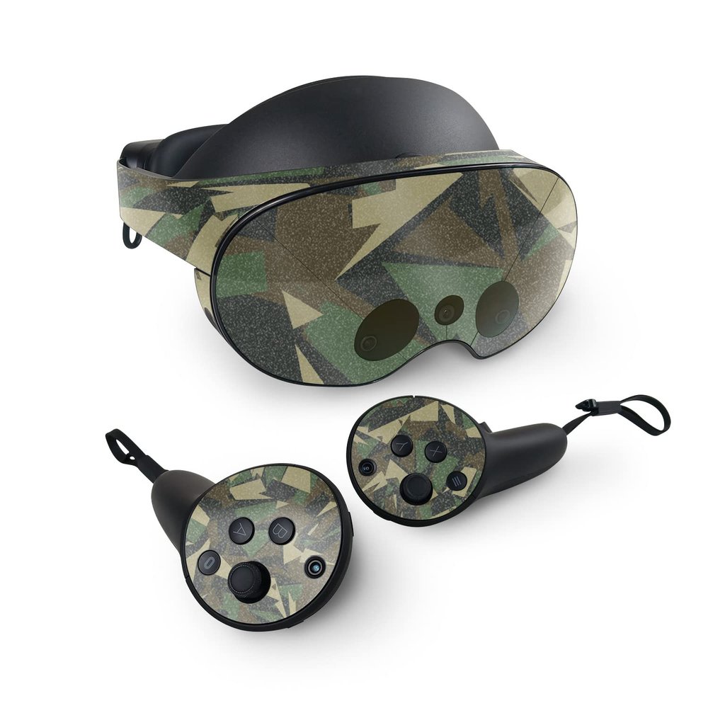 MightySkins Glossy Glitter Skin Compatible with Meta Quest Pro - Polygonal Camo | Protective, Durable High-Gloss Glitter Finish | Easy to Apply, Remove, and Change Styles | Made in The USA