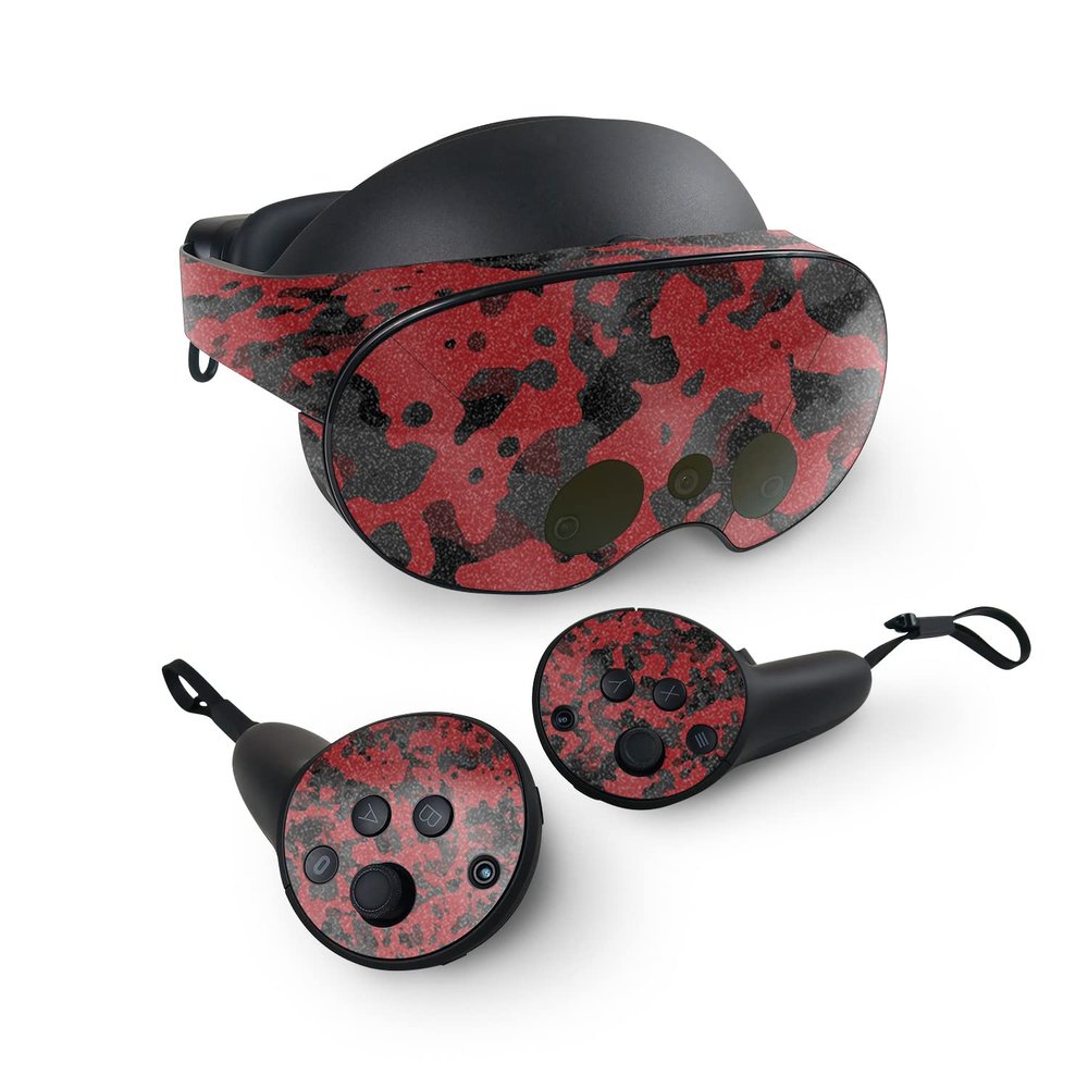 MightySkins Glossy Glitter Skin Compatible with Meta Quest Pro - Red Modern Camo | Protective, Durable High-Gloss Glitter Finish | Easy to Apply, Remove, and Change Styles | Made in The USA