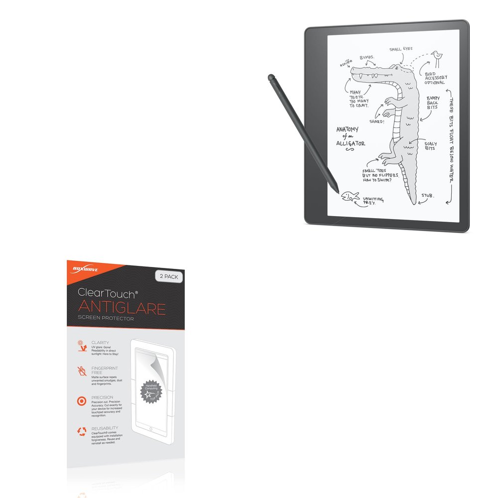BoxWave Screen Protector Compatible with Amazon Kindle Scribe - ClearTouch Anti-Glare (2-Pack), Anti-Fingerprint Matte Film Skin