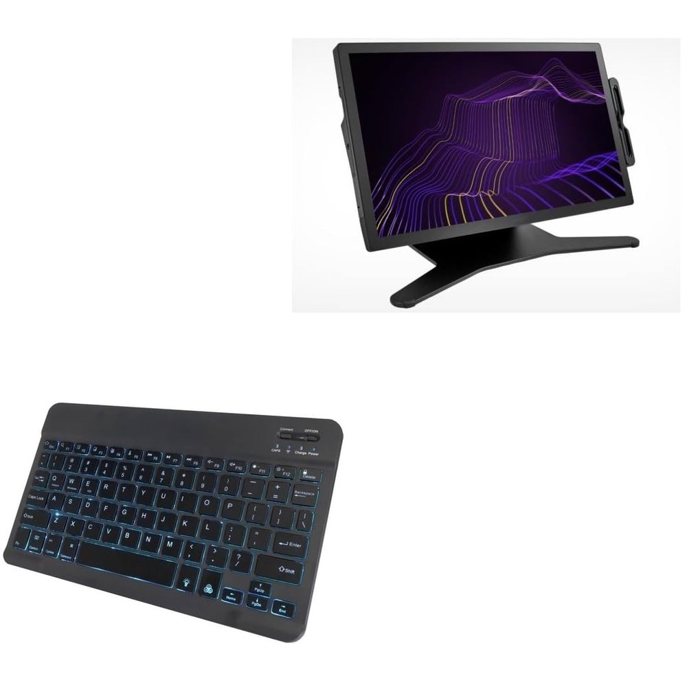 BoxWave Keyboard Compatible with Wacom Cintiq Pro 27 - SlimKeys Bluetooth Keyboard - with Backlight, Portable Slim LED 7 Colors - Jet Black