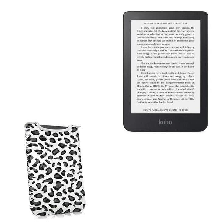 BoxWave Case Compatible with Kobo Clara 2E - Snow Leopard Plush SlipSuit, Animal Leopard Print Padded Soft Sleeve
