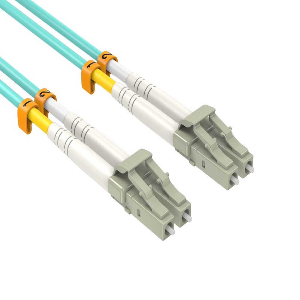 CableLeader 30m OM4 LC to LC UPC Duplex Corning Fiber Optic Cable 10GB Multimode 50/125 LSZH/OFNR Rated, LC-LC Network Cable, Fiber Patch Cable, Aqua