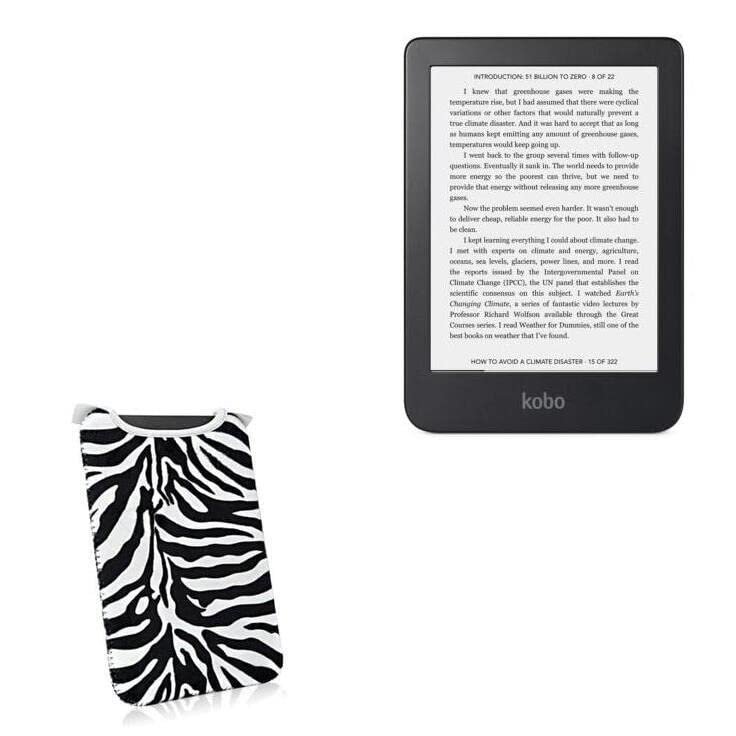 BoxWave Case Compatible with Kobo Clara 2E - Zebra Plush SlipSuit, Animal Print Padded Soft Sleeve