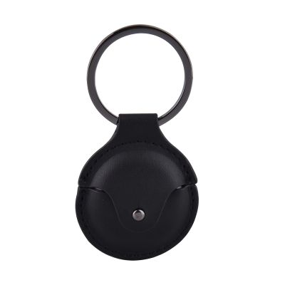 Worryfree Gadgets Case Compatible with Apple Airtag Case Holder with Key Ring Cover for Wallet, Dog Collar, Luggage, Keys etc (PU Leather-Black)