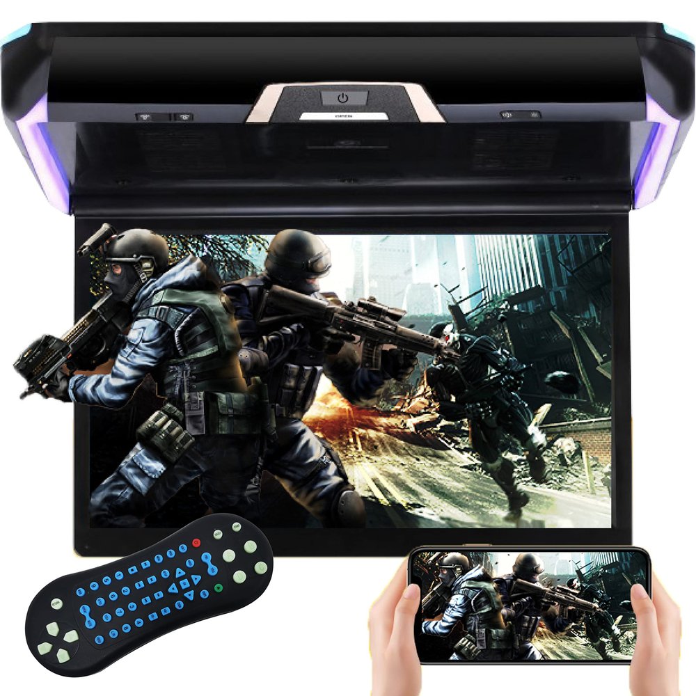 Gravity GR-15.6HDM 15.6 Inch 1080P Video HD Digital Widescreen Car Overhead Coach Caravan Roof Flip Down DVD Player Game Disc with HDMI Port