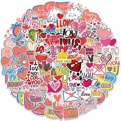 100 Packs Romantic Valentine's Day Stickers Water Bottles Laptop Phone Computer Guitar Skateboard Hydroflasks Love Vinyl Sticker Waterproof Aesthetic Trendy Decals for Kids Teens Girls Adults