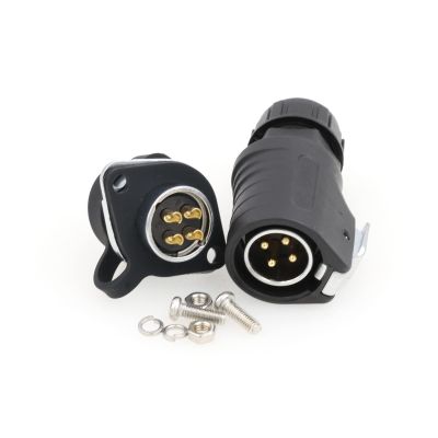 ZBLZGP 30A Heavy Duty LP20 4 Pin Waterproof Connector, 11AWG Industrial Aviation Male Plug, Screw Panel Mount Quick Disconnect Electrical Socket