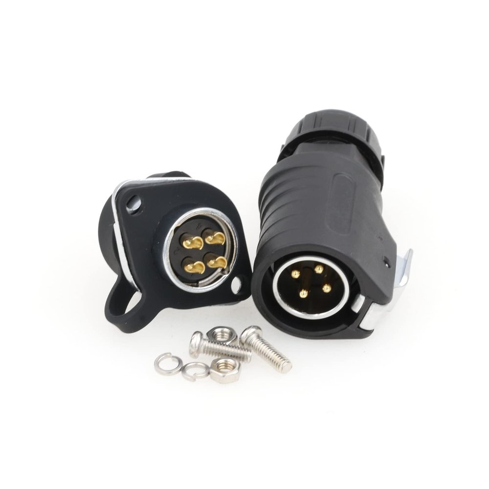 ZBLZGP 30A Heavy Duty LP20 4 Pin Waterproof Connector, 11AWG Industrial Aviation Male Plug, Screw Panel Mount Quick Disconnect Electrical Socket