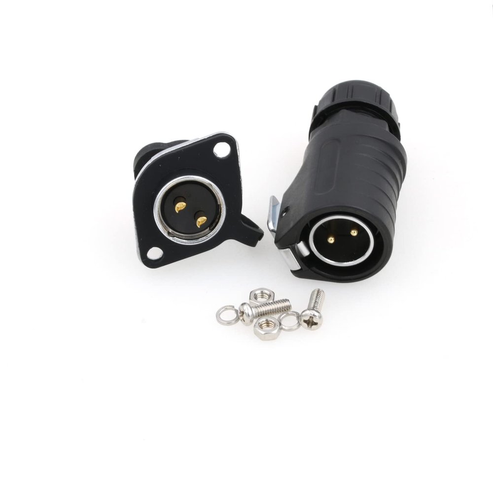 ZBLZGP LP20 2 Pin Connector Waterproof Industrial Brass Gold-Plated Electrical Fast Locking Connect 30A 500V Male and Female for Electric Bicycle Ebike