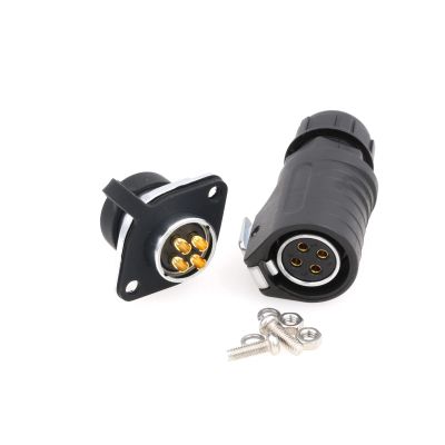 ZBLZGP LP20 4 Pin Industrial Waterproof Connector Female Plug Male Panel Mount Socket Power Solder 30A 11AWG Wire Connector