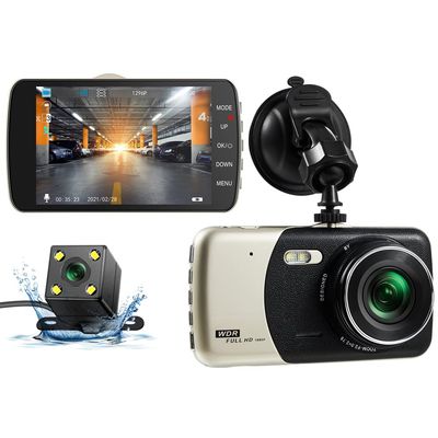 4 Inch IPS Dual Lens Car Camera Auto DVR Camcorder Cars 24H Parking Video Recorder Dash Cam Full HD 1080p Black Box Dvrs