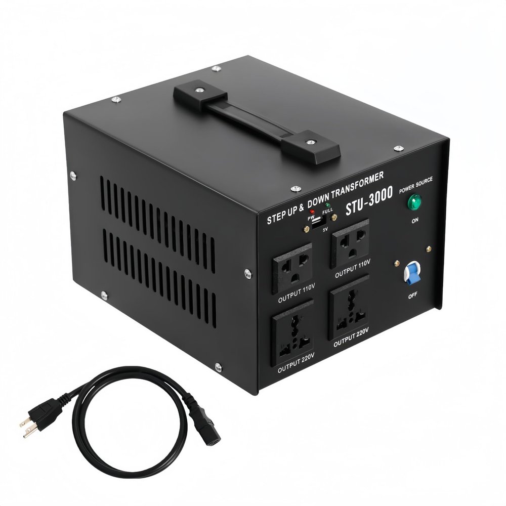 Voltage Converter Transformer 2400 W Step Up/Down Convert from 110 Volt to 220 Volt and from 220 Volt to 110 Volt, Transformer Converter with 2 Universal Outlets, 2 US Outlets
