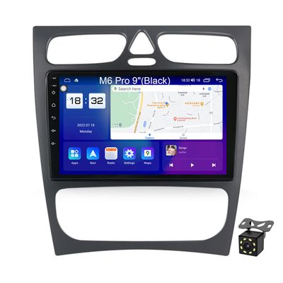 Android 12 Autoradio Radio for Mercedes Benz C-Class W203 C200 C320 C350 CLK W209 2002-2005 Car Stereo Media Player Support Carplay GPS Navigation SWC BT FM WiFi 4G DSP,M6 pro/4+64g/bk