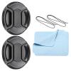 PATIKIL Camera Lens Cap, 2 Pack Center Pinch Front Lens Cover with Cap String/Microfiber Cleaning Cloth for 62mm Thread Universal DSLR Lenses for Nikon, for Fujifilm, for Pentax, for Leica view 1
