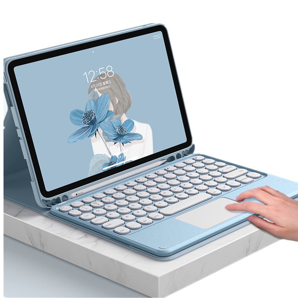 SENLAN for iPad A16 (11th Gen 2025/ iPad 10th Gen 10.9'' 2022 Keyboard CaseTouchpad Magnetic Detachable Bluetooth Keyboard Slim Smart Cute Round Key, Blue