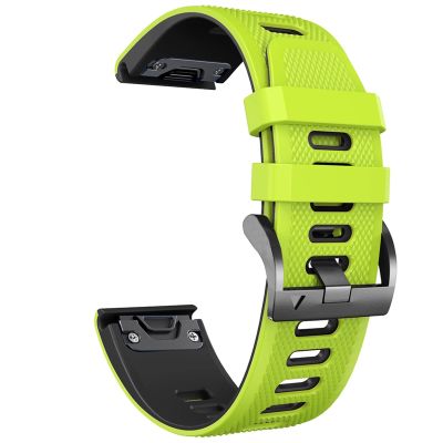 BEDCY 22 26mm Smart Watch Straps for Coros VERTIX 2 Soft Silicone Smartwatch for Garmin Fenix 6 5X 6X Coros Wrist Band Bracelet (Color : Black Green, Size : 26mm Width)