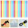 Silicone Zip Ties, 7" Reusable Zip Ties, 20pcs Rubber Cable Ties Straps for Wire Management, Elastic Cable Organizer for Home Office Table Desk Cord Ties(18cm, 20pcs, Red, Yellow, Blue, Green, Orange) view 1