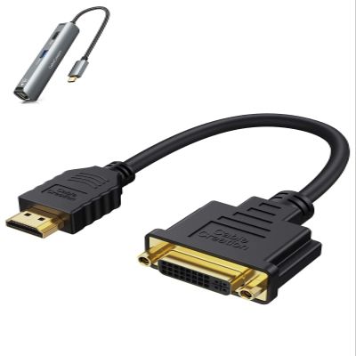 HDMI to DVI Short Cable 0.5ft Bundle with USB C Hub Multiport Adapter