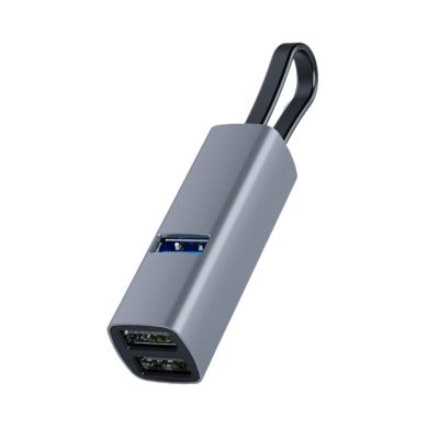 lamphle 5Gbps Docking Station Dual Monitor USB 3.0/2.0 TF/SD Universal 3 HDMI Ports High Speed LED Lights Data Transfer USB C Hub Mini USB Splitter for Laptop PC Mobile Phone Silver Type-C