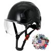 AOLAMEGS Construction Hard Hats for Men - ANSI Z89.1 OSHA Approved Safety Helmets, Black Hard Hat, Adjustable Vented Construction Hat with Clear Visor and Chin Strap, High Impact ABS Hardhats view 1