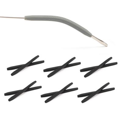 UPIONIC Silicone Glasses End Tip Grips, Anti-Slip Eyeglass Ear Sock Pieces Tube Sleeve, Silicone Elastic Comfort Eyeglasses Retainer For Thin Temples(6 PairsBlack)